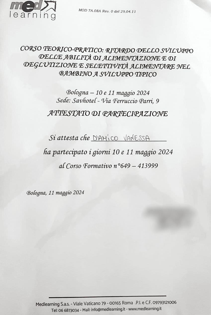 Attestato Ritardo Alimentazione
