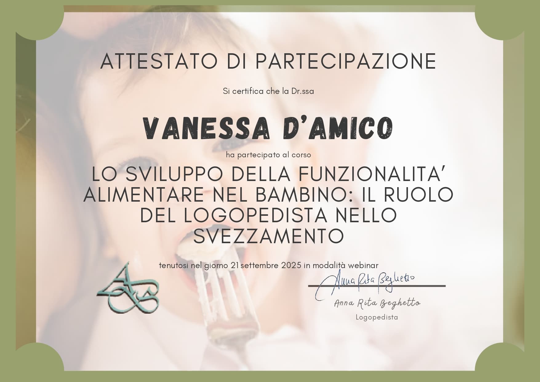 Attestato Svezzamento